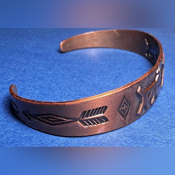 Bell Trading Post Copper Bracelet Southwestern Geometric Designs 1960s Original - Picture 8 of 8